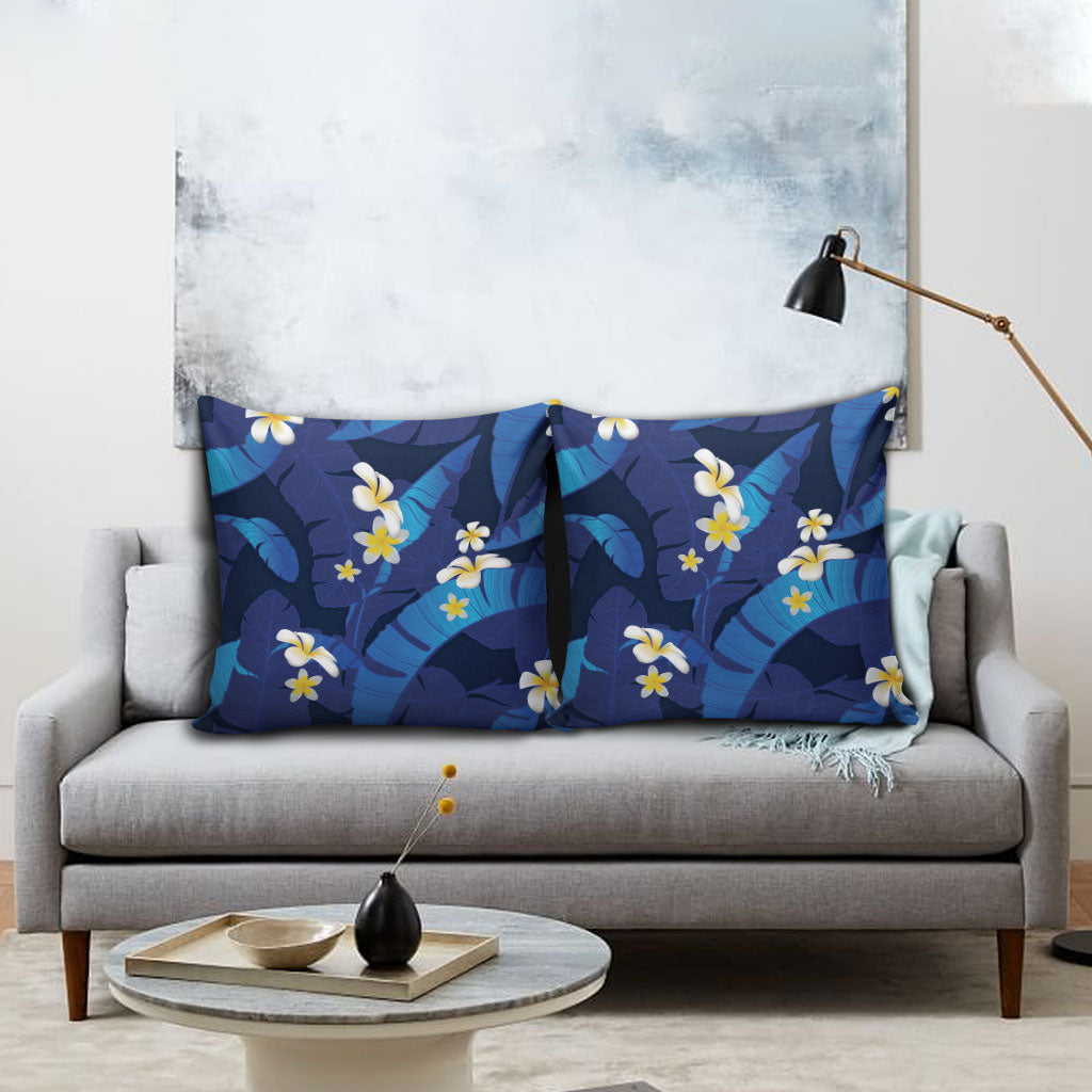 Teal Purple Banana Leaf Hawaii Pillow Cover Lau Maia Plumeria Tropical Summer Vibes