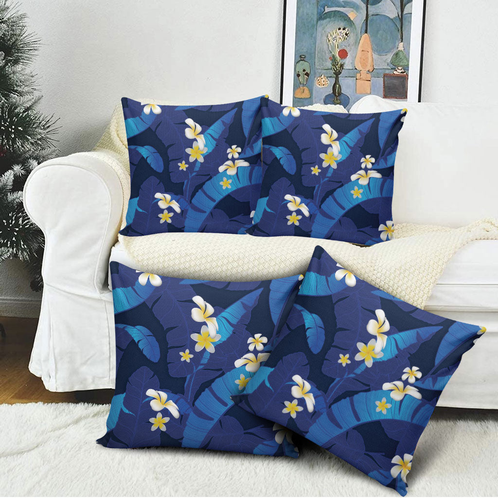 Teal Purple Banana Leaf Hawaii Pillow Cover Lau Maia Plumeria Tropical Summer Vibes