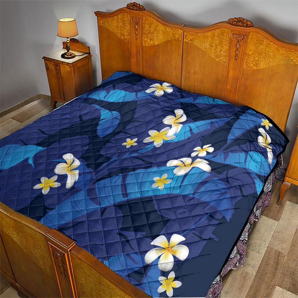 Teal Purple Banana Leaf Hawaii Quilt Lau Maia Plumeria Tropical Summer Vibes