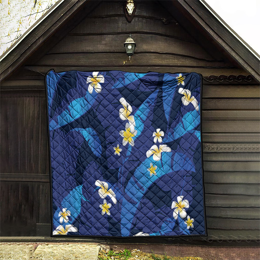 Teal Purple Banana Leaf Hawaii Quilt Lau Maia Plumeria Tropical Summer Vibes