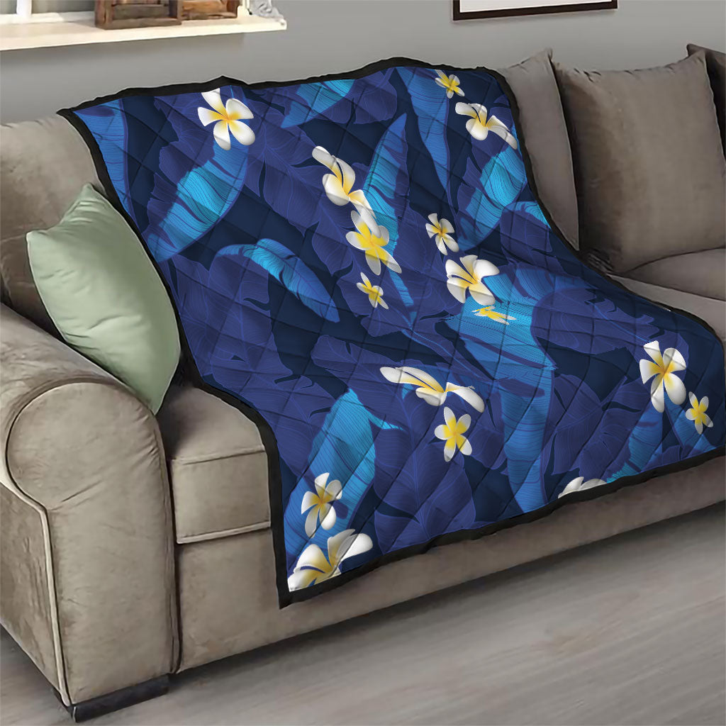 Teal Purple Banana Leaf Hawaii Quilt Lau Maia Plumeria Tropical Summer Vibes