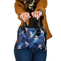 Teal Purple Banana Leaf Hawaii Shoulder Handbag Lau Maia Plumeria Tropical Summer Vibes