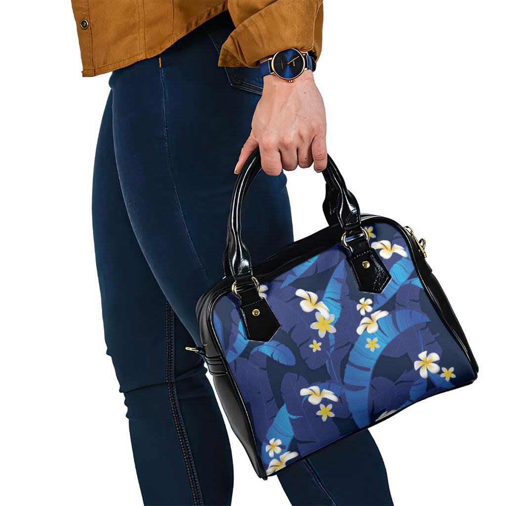 Teal Purple Banana Leaf Hawaii Shoulder Handbag Lau Maia Plumeria Tropical Summer Vibes