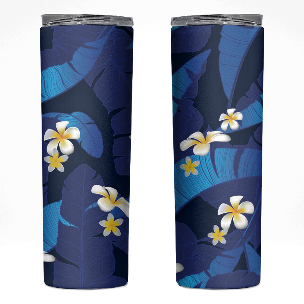 Teal Purple Banana Leaf Hawaii Skinny Tumbler Lau Maia Plumeria Tropical Summer Vibes