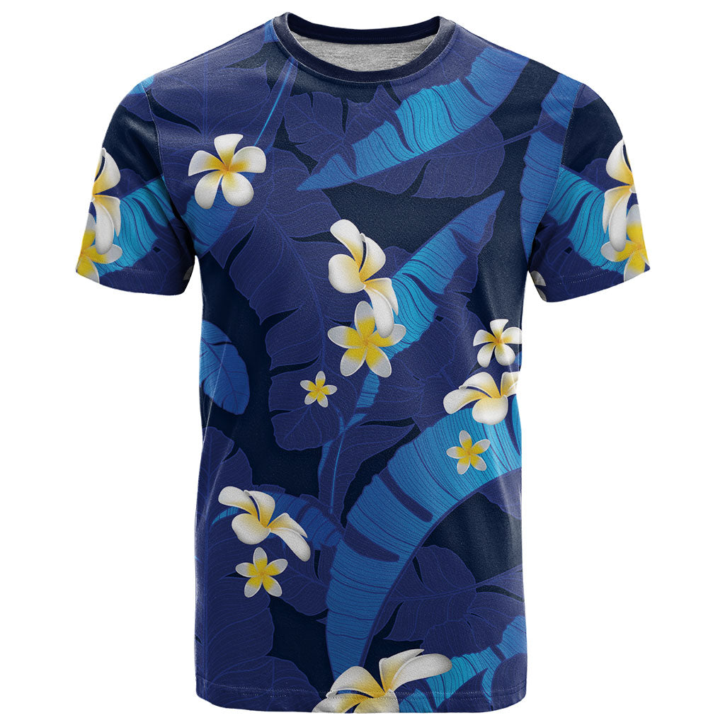 Teal Purple Banana Leaf Hawaii T Shirt Lau Maia Plumeria Tropical Summer Vibes