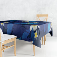 Teal Purple Banana Leaf Hawaii Tablecloth Lau Maia Plumeria Tropical Summer Vibes