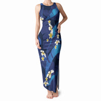 Teal Purple Banana Leaf Hawaii Tank Maxi Dress Lau Maia Plumeria Tropical Summer Vibes