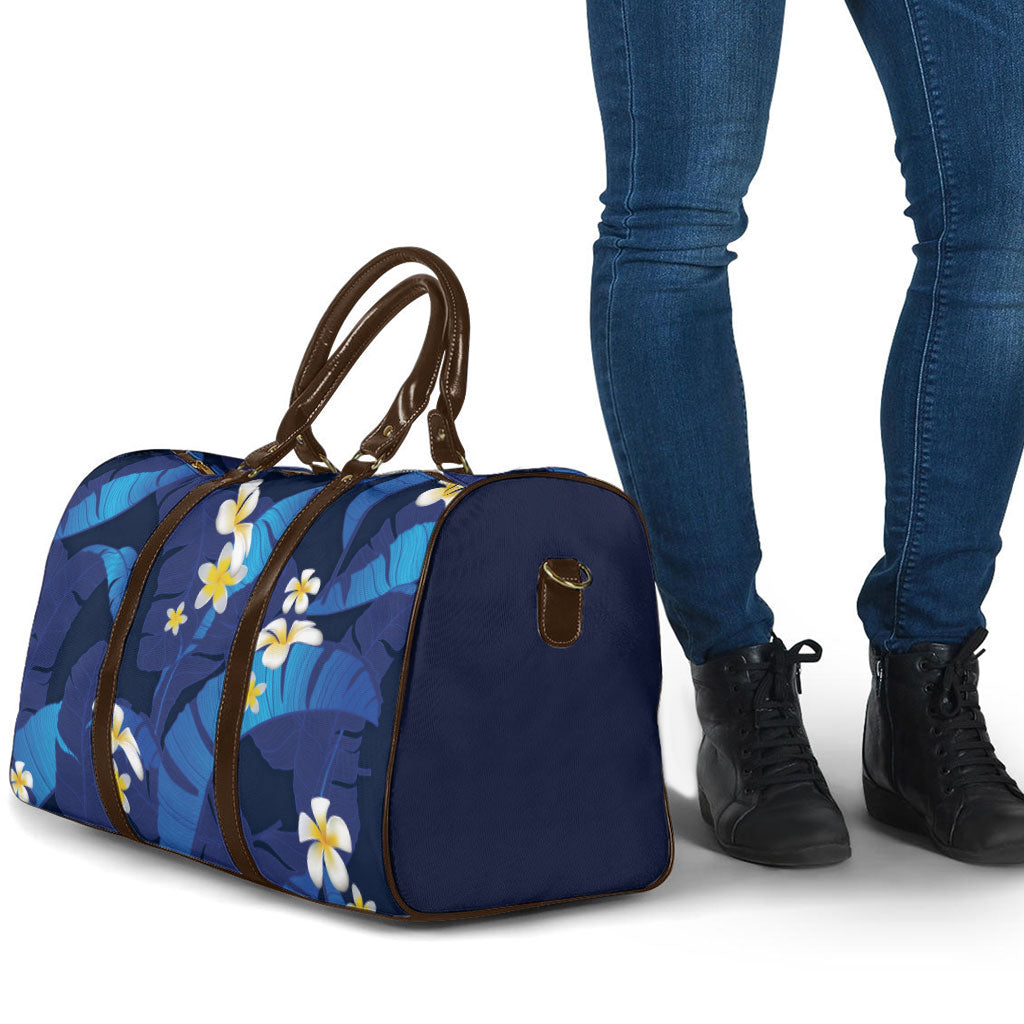 Teal Purple Banana Leaf Hawaii Travel Bag Lau Maia Plumeria Tropical Summer Vibes