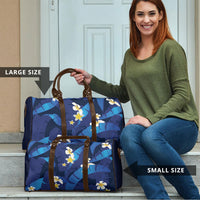 Teal Purple Banana Leaf Hawaii Travel Bag Lau Maia Plumeria Tropical Summer Vibes
