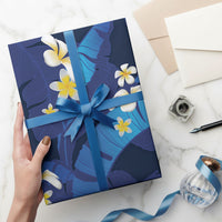 Teal Purple Banana Leaf Hawaii Wrapping Paper Lau Maia Plumeria Tropical Summer Vibes