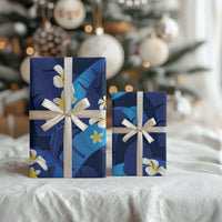 Teal Purple Banana Leaf Hawaii Wrapping Paper Lau Maia Plumeria Tropical Summer Vibes