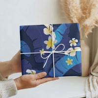 Teal Purple Banana Leaf Hawaii Wrapping Paper Lau Maia Plumeria Tropical Summer Vibes