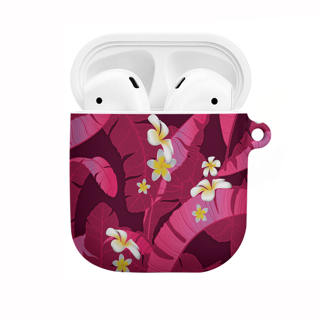 Pink Banana Leaf Hawaii AirPods Case Lau Maia Plumeria Tropical Summer Vibes