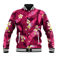Pink Banana Leaf Hawaii Baseball Jacket Lau Maia Plumeria Tropical Summer Vibes