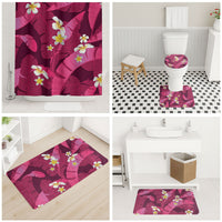 Pink Banana Leaf Hawaii Bathroom Set Lau Maia Plumeria Tropical Summer Vibes
