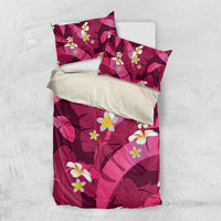 Pink Banana Leaf Hawaii Bedding Set Lau Maia Plumeria Tropical Summer Vibes
