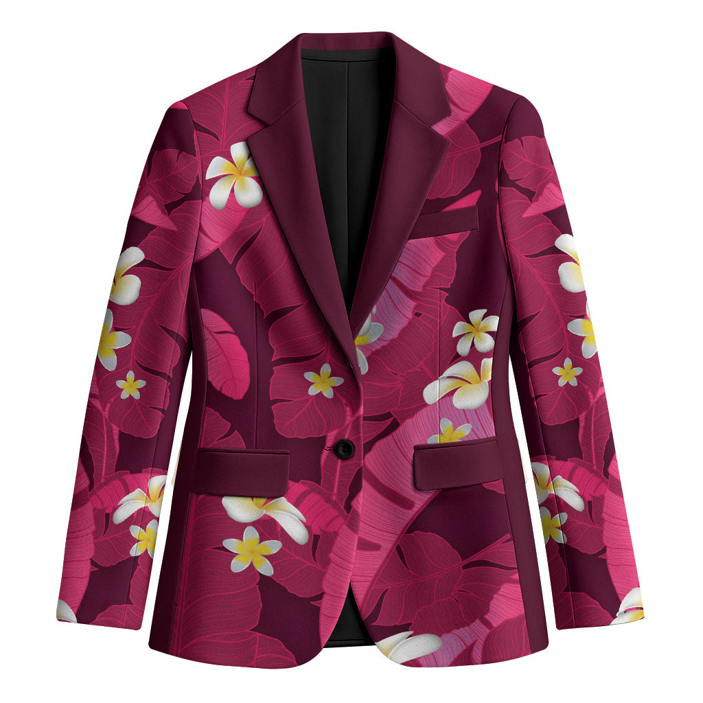 Pink Banana Leaf Hawaii Blazer Lau Maia Plumeria Tropical Summer Vibes