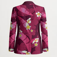 Pink Banana Leaf Hawaii Blazer Lau Maia Plumeria Tropical Summer Vibes