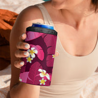 Pink Banana Leaf Hawaii 4 in 1 Can Cooler Tumbler Lau Maia Plumeria Tropical Summer Vibes