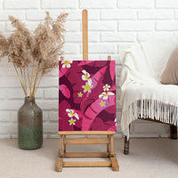 Pink Banana Leaf Hawaii Canvas Wall Art Lau Maia Plumeria Tropical Summer Vibes