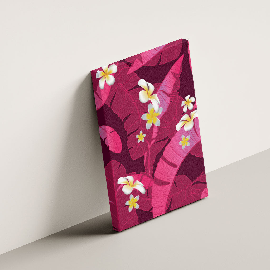 Pink Banana Leaf Hawaii Canvas Wall Art Lau Maia Plumeria Tropical Summer Vibes