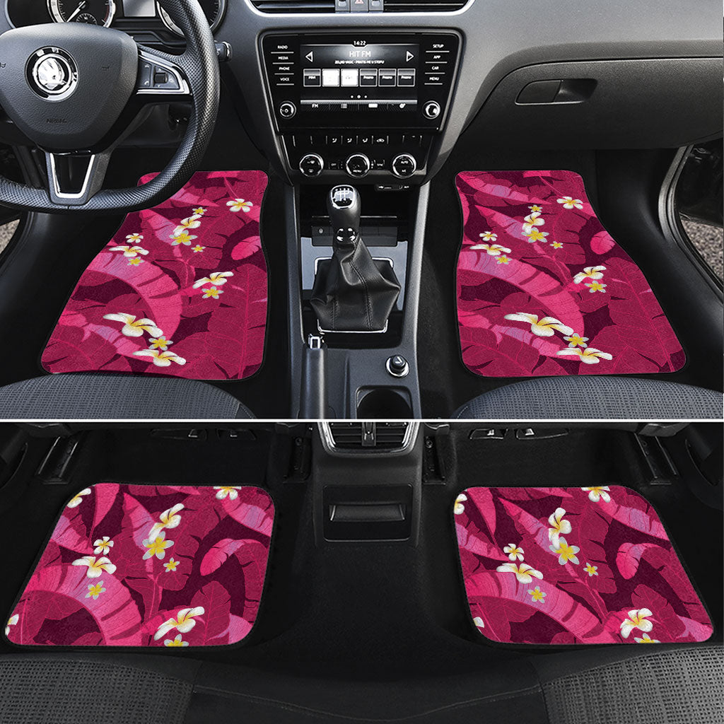 Pink Banana Leaf Hawaii Car Mats Lau Maia Plumeria Tropical Summer Vibes