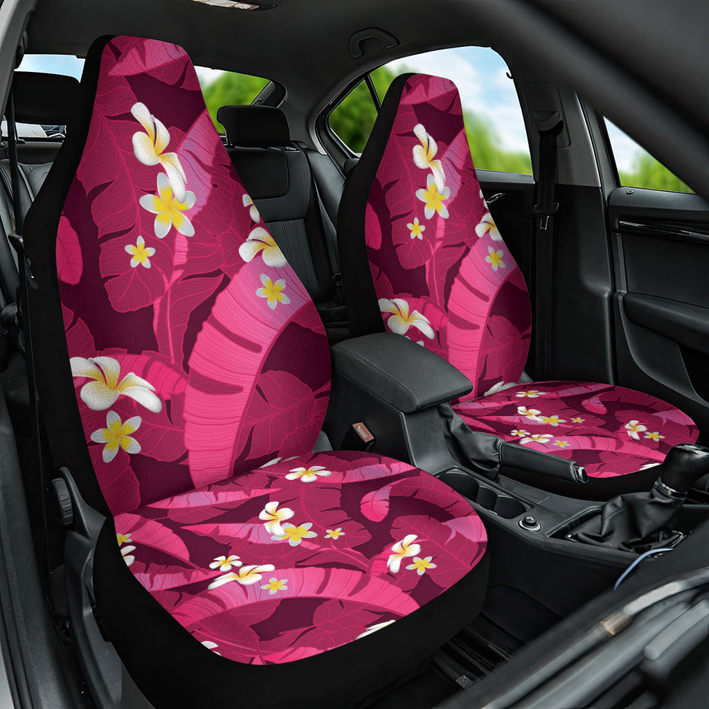 Pink Banana Leaf Hawaii Car Seat Cover Lau Maia Plumeria Tropical Summer Vibes