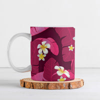 Pink Banana Leaf Hawaii Ceramic Mug Lau Maia Plumeria Tropical Summer Vibes
