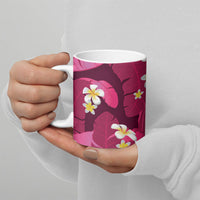 Pink Banana Leaf Hawaii Ceramic Mug Lau Maia Plumeria Tropical Summer Vibes