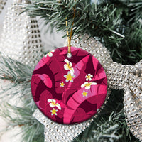 Pink Banana Leaf Hawaii Ceramic Ornament Lau Maia Plumeria Tropical Summer Vibes LT14 - Polynesian Pride