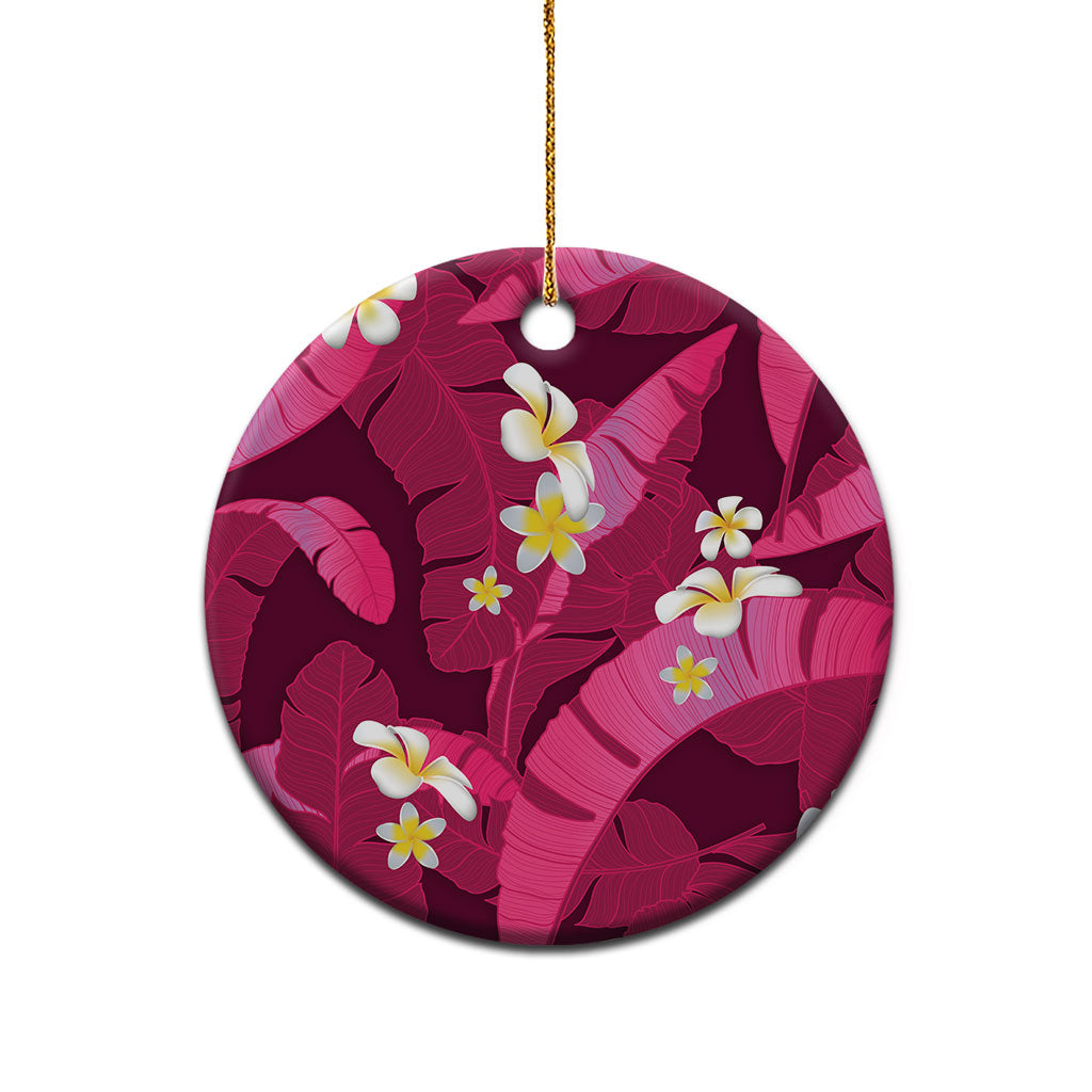 Pink Banana Leaf Hawaii Ceramic Ornament Lau Maia Plumeria Tropical Summer Vibes LT14 - Polynesian Pride