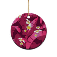 Pink Banana Leaf Hawaii Ceramic Ornament Lau Maia Plumeria Tropical Summer Vibes LT14 - Polynesian Pride