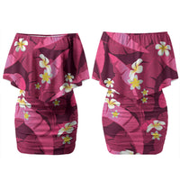 Pink Banana Leaf Hawaii Couples Matching Off Shoulder Short Dress and Hawaiian Shirt Lau Maia Plumeria Tropical Summer Vibes