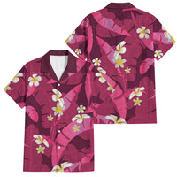 Pink Banana Leaf Hawaii Family Matching Tank Maxi Dress and Hawaiian Shirt Lau Maia Plumeria Tropical Summer Vibes