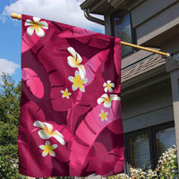 Pink Banana Leaf Hawaii Garden Flag Lau Maia Plumeria Tropical Summer Vibes