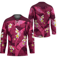 Pink Banana Leaf Hawaii Hockey Jersey Lau Maia Plumeria Tropical Summer Vibes