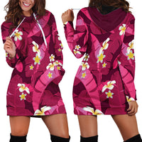 Pink Banana Leaf Hawaii Hoodie Dress Lau Maia Plumeria Tropical Summer Vibes
