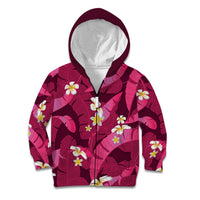 Pink Banana Leaf Hawaii Kid Hoodie Lau Maia Plumeria Tropical Summer Vibes