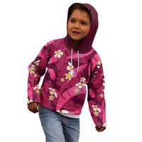 Pink Banana Leaf Hawaii Kid Hoodie Lau Maia Plumeria Tropical Summer Vibes
