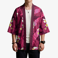 Pink Banana Leaf Hawaii Kimono Lau Maia Plumeria Tropical Summer Vibes
