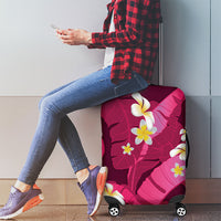 Pink Banana Leaf Hawaii Luggage Cover Lau Maia Plumeria Tropical Summer Vibes