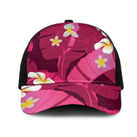 Pink Banana Leaf Hawaii Mesh Trucker Cap Lau Maia Plumeria Tropical Summer Vibes