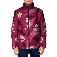 Pink Banana Leaf Hawaii Padded Jacket Lau Maia Plumeria Tropical Summer Vibes
