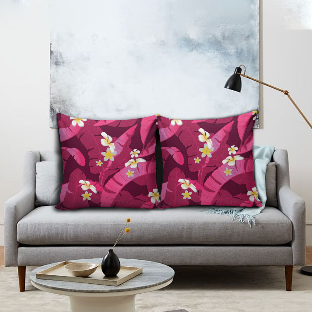 Pink Banana Leaf Hawaii Pillow Cover Lau Maia Plumeria Tropical Summer Vibes
