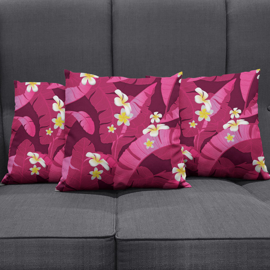 Pink Banana Leaf Hawaii Pillow Cover Lau Maia Plumeria Tropical Summer Vibes