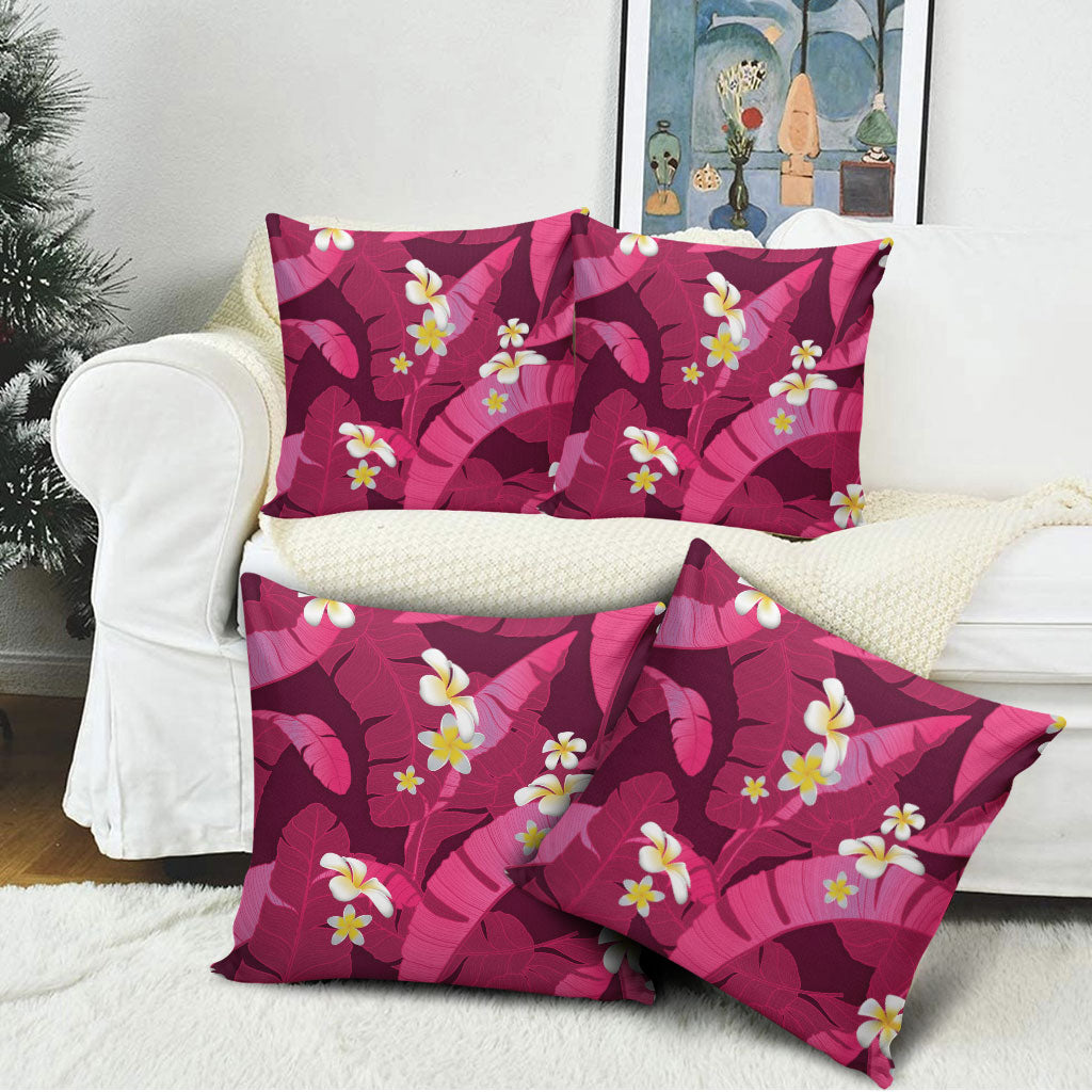Pink Banana Leaf Hawaii Pillow Cover Lau Maia Plumeria Tropical Summer Vibes