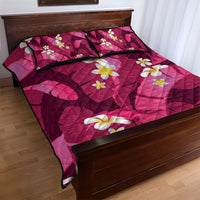 Pink Banana Leaf Hawaii Quilt Bed Set Lau Maia Plumeria Tropical Summer Vibes