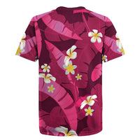 Pink Banana Leaf Hawaii Rugby Jersey Lau Maia Plumeria Tropical Summer Vibes