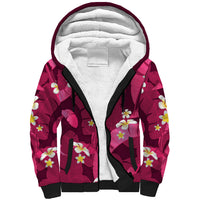 Pink Banana Leaf Hawaii Sherpa Hoodie Lau Maia Plumeria Tropical Summer Vibes
