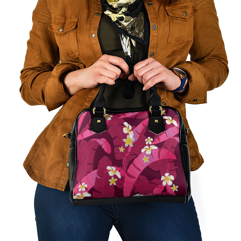 Pink Banana Leaf Hawaii Shoulder Handbag Lau Maia Plumeria Tropical Summer Vibes
